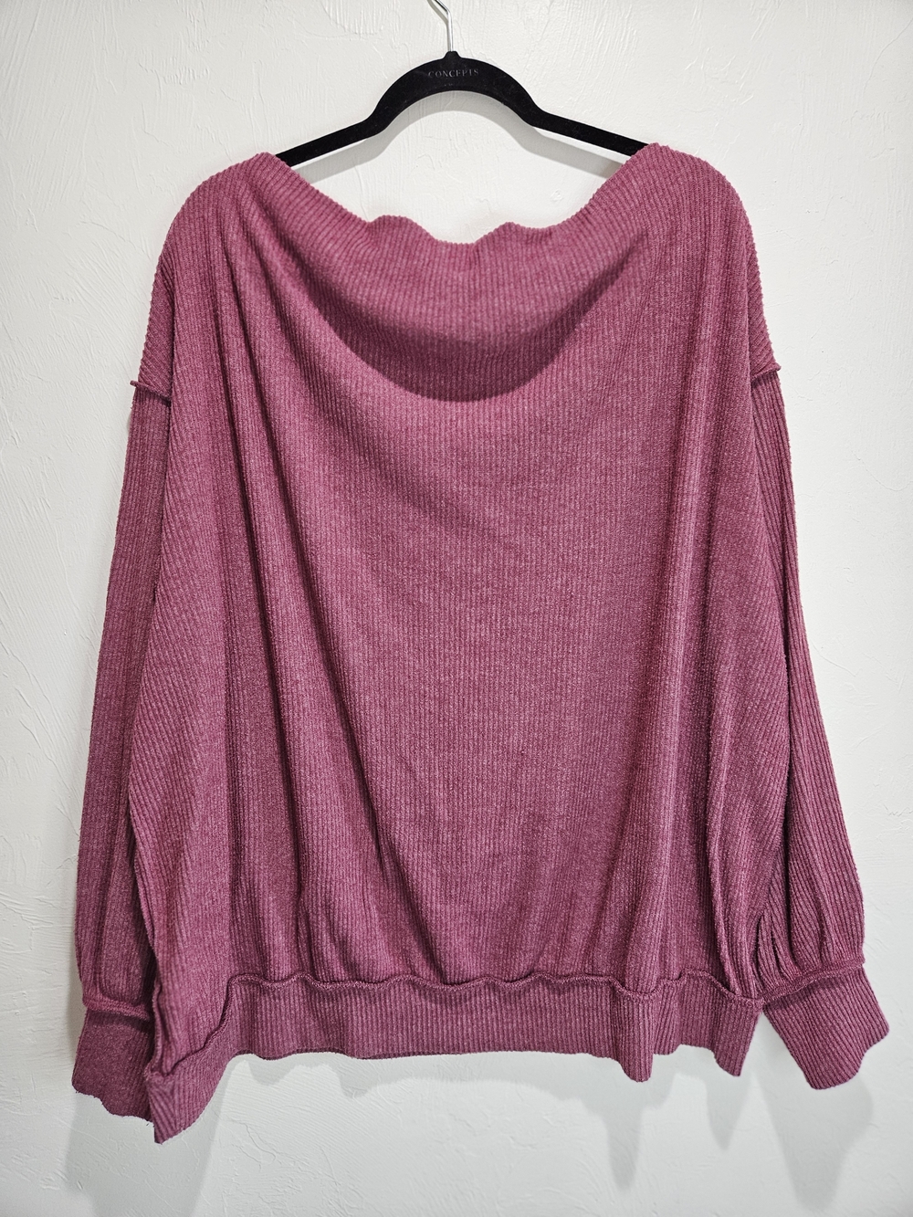 We The Free People Ribbed Off-Shoulder Sweater - Mauve Pink Womens Size Large - Picture 6 of 11